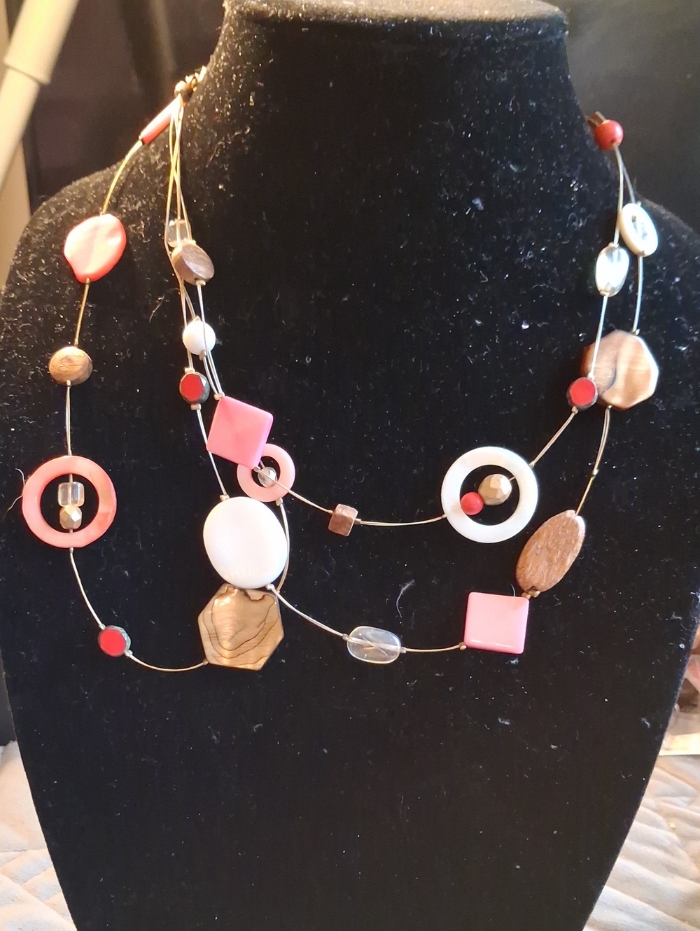 Chicos Stylish Pink Multi-Strand Geometric Necklace - Women Jewelry